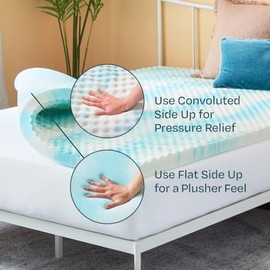 Linenspa - Colchoneta de Memory Foam con Gel en Remolino - Sobrecolchón de Ondas Refrescante de 7.5 cm - Topper para Colchón - Sensación Suave y...   