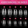 AIMEILI Pack of 432 Round Short Fake Nails Transparent Round