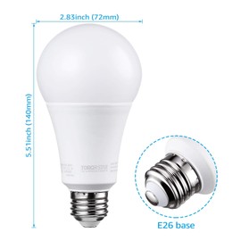TORCHSTAR Dimmable A21 LED Light Bulbs, CRI 80, Super Bright LED Light Bulb 150W Equivalent, 22W, UL & Energy Star Listed, 25,000hrs, E26 Standard Base, No Flicker, 2550lm, 5000K Daylight, Pack of 6