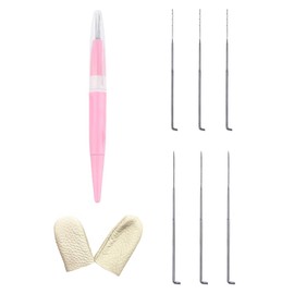 Aninako Wool Felt Needle with 3 Needle + Leather Finger Sack + 2 Size Felt Needles Beginner Kit Felting Needle Wool Felt Tool Embroidery Felt Needle Handmade DIY Tools (Pink)