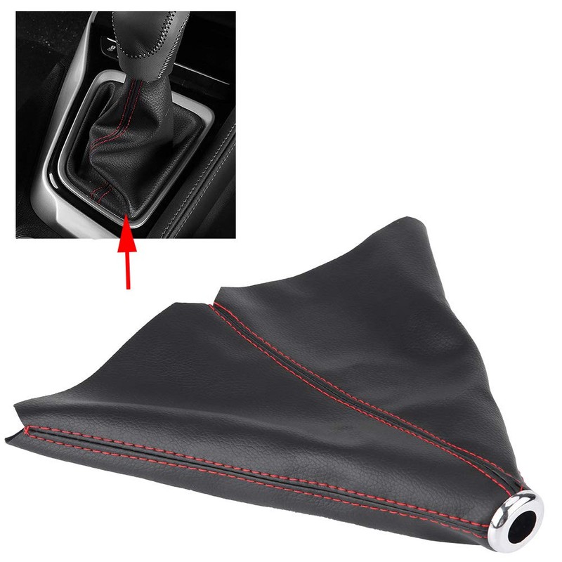 EVGATSAUTO Gear Shift Knob Gaiter, PU Leather Universal Bright Black