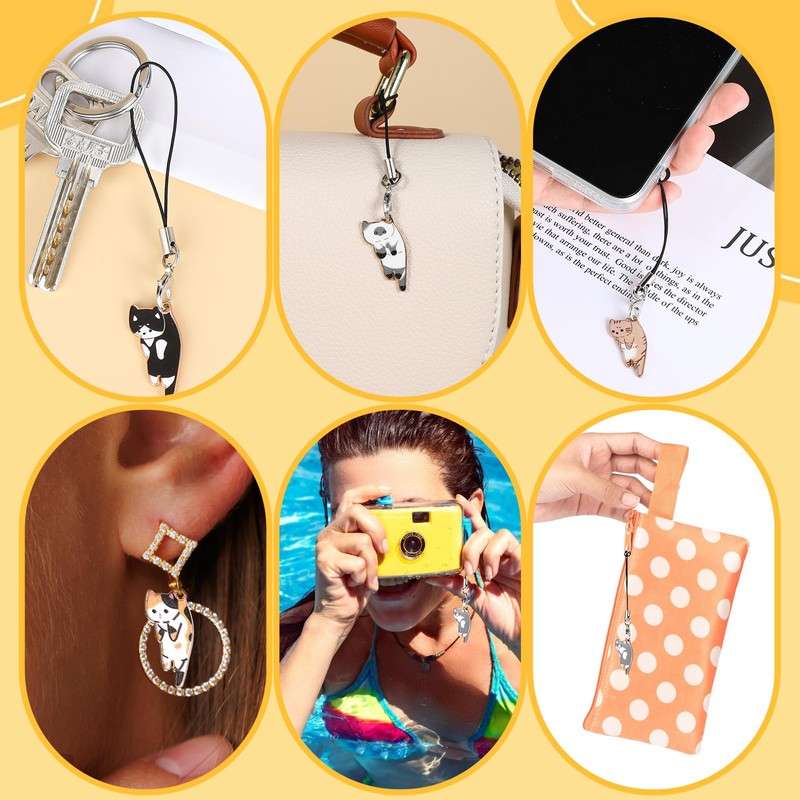 Mabor 6 Pcs Cat Phone Charm Aesthetic Cell Phone Charm