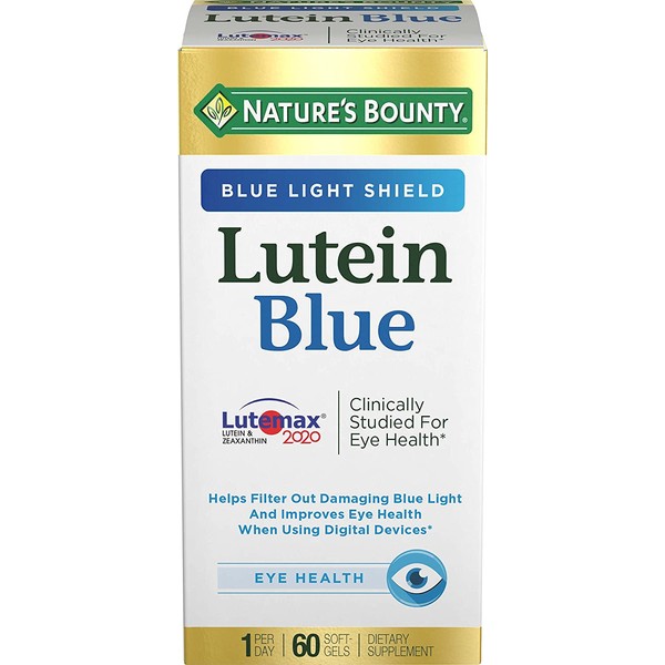 Nature's Bounty Lutein Blue Pills, Eye Health Supplements and Vitamins with Vitamin A and Zinc, Supports Vision Health, 60 Softgels