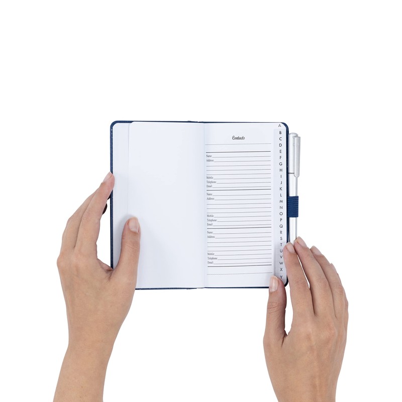 Evelay Address Book A-Z Blue Index Hard Back Cover Slim