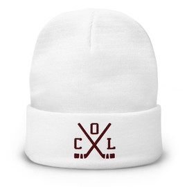 Colorado Hockey Sticks Retro COL Winter Beanie Cap Hat White