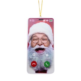 Smartphone Video Call with Santa Claus Christmas Tree Ornament for Kids