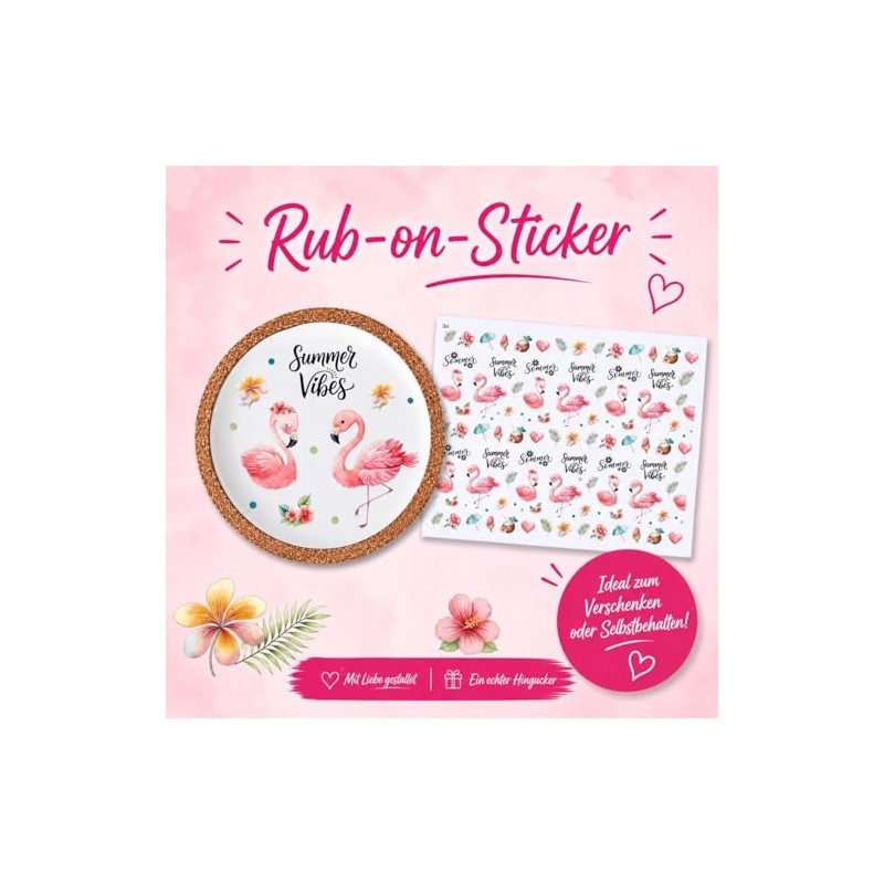 Rub On Flamingo (344), A4, Summer, Colourful/Coloured, Rub Ons Coaster
