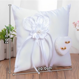 1 Piece Wedding Ring Cushion Wedding White Bridal Wedding Ring Cushion Cushion Ring Cushion Wedding Ring Cushion Heart Shaped Wedding Ring Cushion Camellia Heart Shape Adjustment Cushion (without