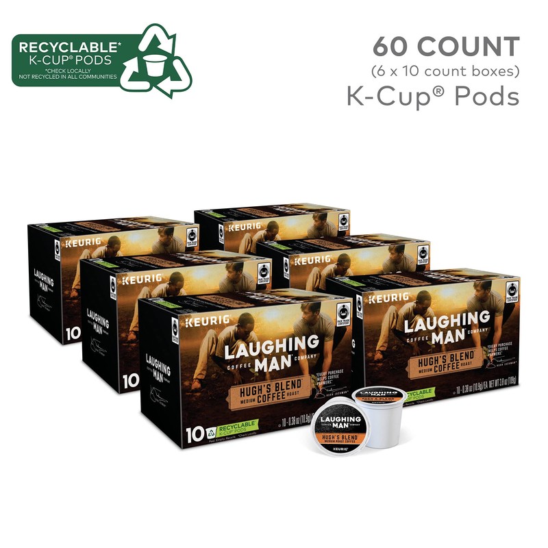 Laughing Man Hugh's Blend Keurig Single-Serve K-Cup Pods, Medium Roast