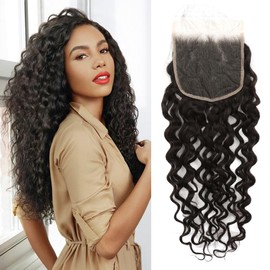 5 * 5 HD Lace Closure Pre Plucked Skinlike Lace Hair Pieces With Baby Hair Natural Color Water Wave 12"