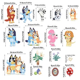 DERUN TRADING Wall Decals for Bluey Peel and Stick Cute Poodle Stickers for Baby Kids Nursery Girls Bedroom Living Room Decoration（Wall Mural）