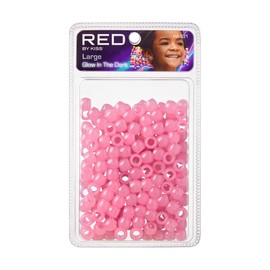 Red by Kiss Glow in The Dark Hair Beads, Colorful Illuminating Beads for Braids, Fun All Ages Hair Accessory for Twists and Cornrows (Large, Pink)