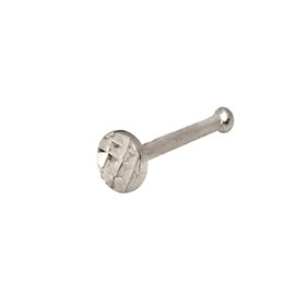 JewelryWeb Solid 14K Yellow Gold White Gold 2mm 20 Gauge Glitter Cut Textured Circle Nose Stud, Metal