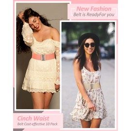 SATINIOR 10 Pieces Stretchy Vintage Waist Belts with Buckle Elastic Belt (30.71 Inch), Multicolor