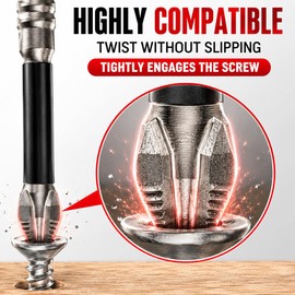 High Magnetic Drill Bit Set: K5 Impact Resistant Anti-Slip Bits, Non-Slip Alloy Steel for Impact Drivers, DIY/Pro Use 6pcs (25-150mm)​ (6, chrome plated)