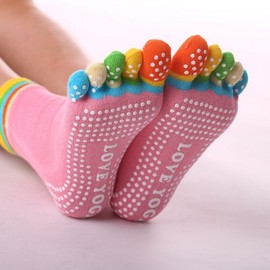 Women's Professional Five-Finger Yoga Socks - Non-Slip Cotton Grip for Indoor Exercise Size/Assorted 20ea