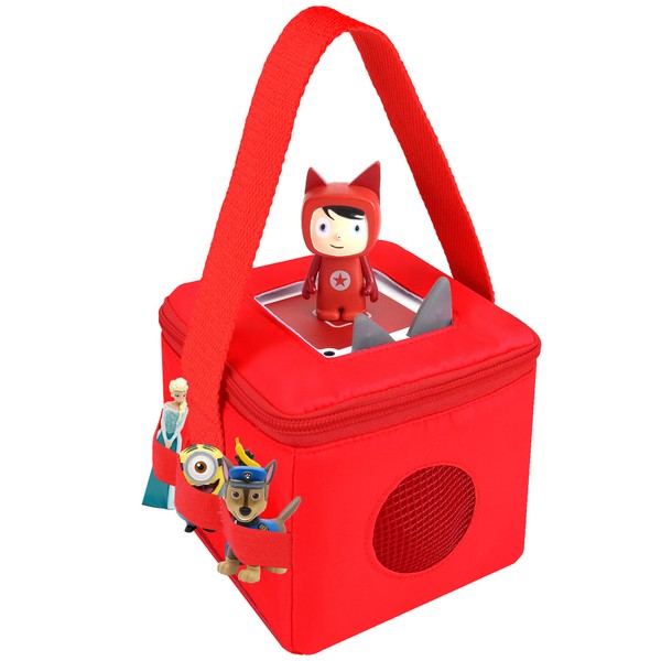 Bag for Tonies Characters and Toniebox, Red Tote Bag for Tonies Figurines, Soft Carry Case for Creative Tonies, Storage Bag for Kids Audio Player