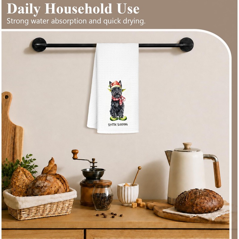Christmas Scottish Terrier Kitchen Towels Decorative 16x24