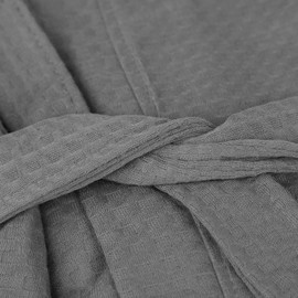 Men Kimono Waffle Dressing Gown Lightweight Summer Robes Loose Nightwear Comfy Pajamas Japanese Bathrobe Sleepwear Home Casual Wear with Pocket (UK, Alpha, One Size, Regular, Regular, Grey)