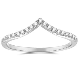 espere Pointed V Shaped Chevron 925 Sterling Silver Ring (Rhodium-Plated-Silver, Size 8)