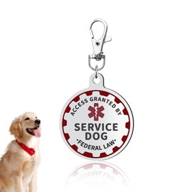 Service Dog TAG Industrial Puppy for Service Animals, Emotional Support Dogs & Therapy Dogs Entirely Surgical Stainless Steel Easily Attach to Collar, Harness-Two-Sided (Service Dog TAG)
