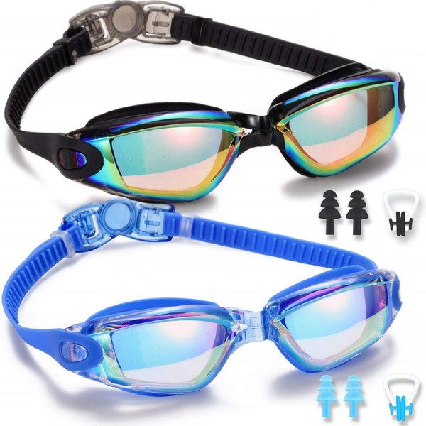 Rngeo Swim Goggles, 2 Pack Swimming Goggles for Adult Men Women Youth Kids Child