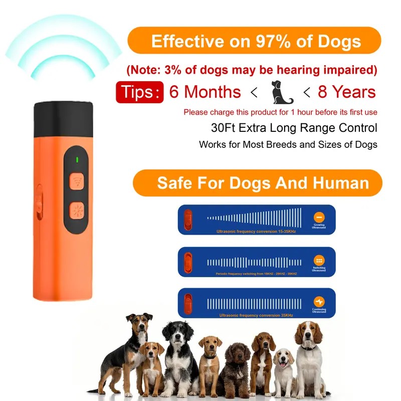 Professional Sonic Dog Bark Deterrent Device with LED Flashlight –