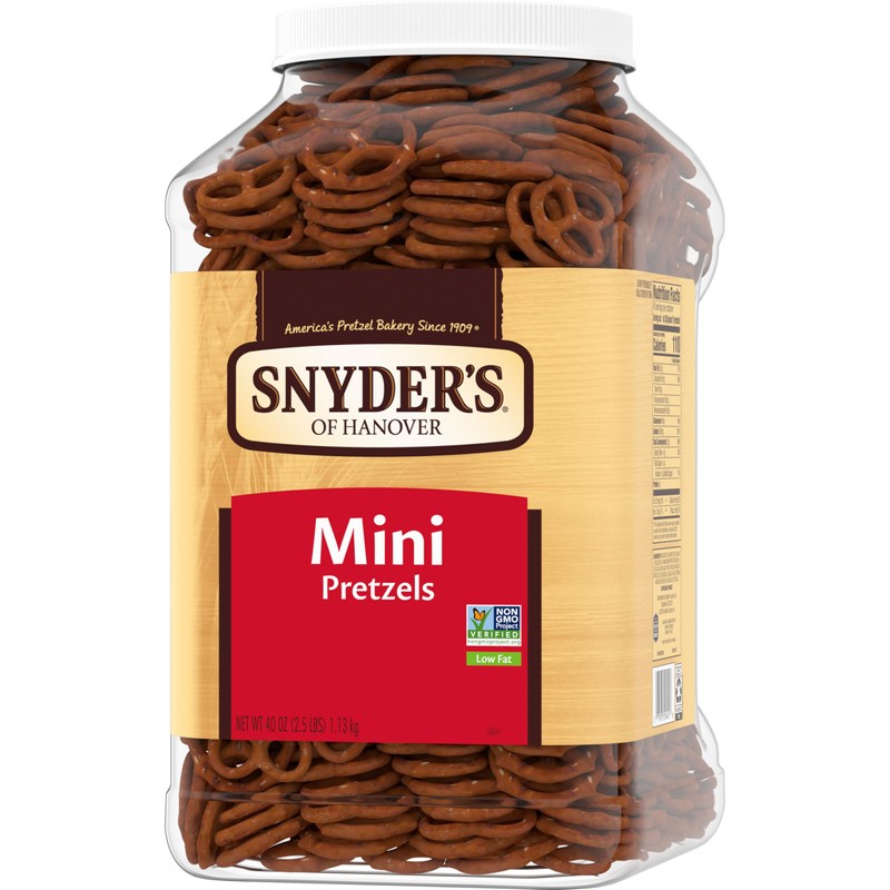 Snyder's of Hanover Pretzels, Mini Pretzels, 40 Oz Canister