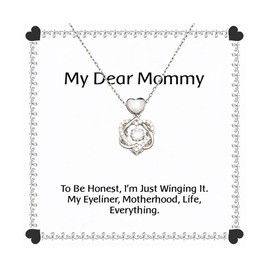 Game On Novelties Fancy Mommy Heart Knot Silver Necklace, To Be Honest, I'm Just, Surprise Gifts for Mom from Daughter, Birthday Unique Gifts, Jewelry, Baby, Shower, New mom, Expectant mother