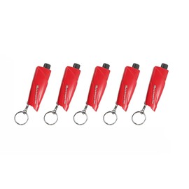 5PCS Window Breaker Seatbelt Cutter, 3-in-1 Mini Glass Breaker Emergency Seat Belt Cutter Keychain, Spring-Loaded Safety Hammer Escape Tool Key Chain for Land and Underwater (Red)