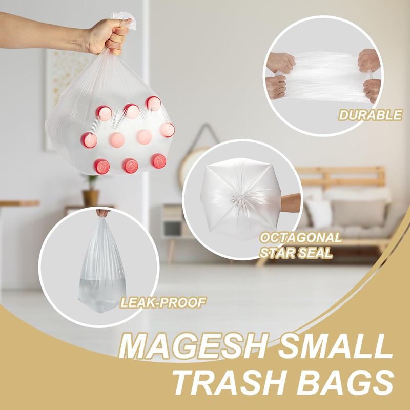 8 Gallon-Clear-Trash-Bags Tall Kitchen Garbage Bag - Large Recycling Medium
