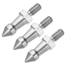 YOKIVE 3 Pcs Thread Tripod Spike, Compatible Foot Spike Mount Adapter, Great for Style 2 Softer Terrain (Silver, Male 1/4-20UNC)