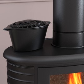 Fire Beauty Woodstove Steamer Stove Humidifier Cast Iron Lattice Top Rust Resistant 2.3 Quart Capacity (horse)