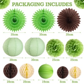 Easy Joy Pack of 12 Sage Green Decoration Paper Pompom Rosettes Tissue Paper Honeycomb Balls Celebration Decoration Tissue Paper Pompoms Wedding Birthday Baby Shower Summer