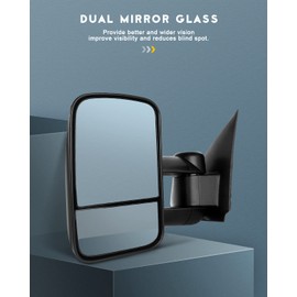 OCPTY Towing Mirrors Power No Heated Left Driver Right Passenger Side Tow Mirrors Fit For 1997-2003 For F150 Standard Extended Cab (Not For 4 Doors Crew Cab Models) With No Turn Signal Black