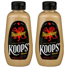 Koops' Dusseldorf Mustard – German-Style Bratwurst Mustard, Gluten-Free, Kosher, Made in USA, From Quality Mustard Seeds, Creamy and Traditional Bavarian Mustard – 12 Oz, Pack of 2