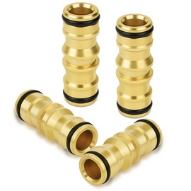 flintronic 4PCS Brass Double Male Hose Connectors, 1/2" double male hose-End Connector, hose end Connector Extender, for Join Garden Hoses Pipe Tube and Irrigation System