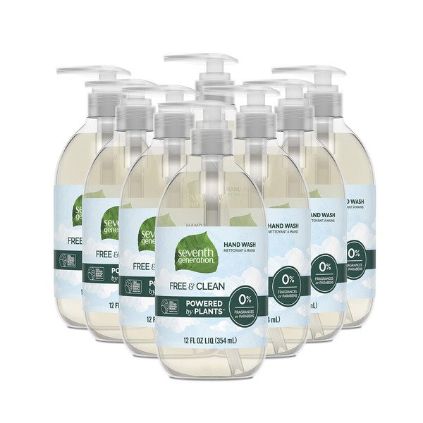 Seventh Generation Liquid Hand Soap Fragrance Free Free & Clean Unscented Hand Soap 12 oz, Pack of 8