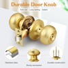 Probrico Brushed Brass Bed/Bath Knobs Keyless Privacy Interior Doors Locksets,