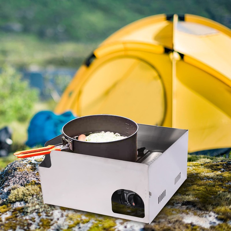 REDCAMP Folding Stove Windscreen, 4 Plates Stainless Steel Camping Stove