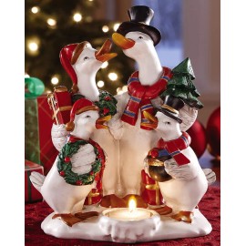 Unbranded CAROLING GEESE FAMILY TEALIGHT CANDLE HOLDER CHRISTMAS HOLIDAY DECOR NEW IN BOX