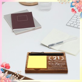 21th Work Anniversary Decor Gift Ideas, Employee 21th Anniversary Desk Decor Gifts, 21th Work Milestone Gifts, Wooden Sticky Note Holder with Inspirational Quotes,16.5 x 12 x 1.5 cm,XXNA21