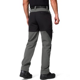 FREE SOLDIER Men's Fleece Lined Outdoor Cargo Hiking Pants Water Repellent Softshell Snow Ski Pants with Zipper Pockets(Gray/Black 40W x 32L)