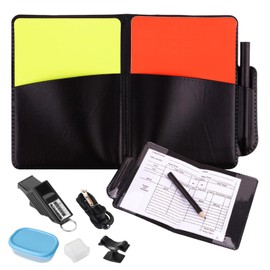 Schiedsrichter-Set, Professionelle Schiedsrichterpfeife, Trainerpfeife, Rote und Gelbe Karten mit Punktebuch, Pfeifen-Aufbewahrungsbox mit Lanyard-Fingerclip, Geeignet für Fußballspiele, Sportspiele