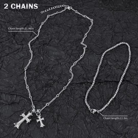 LeapoFaith Cross Pendant for Car Rear View Mirror Decor Accessories Stainless Steel Rhinestone Crosses Amulet Jewelry Adult Men Christian Gift (Silver)