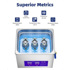 RIEDHOFF Commercial Ultrasonic Cleaner 10L,Professional Ultrasonic Cleaning Machine for Industrial Parts Automotive and Marine Parts Medical and Surgical Instruments