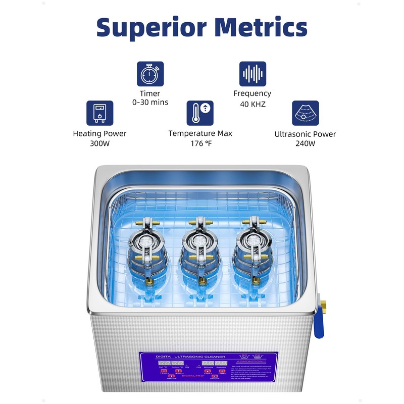 RIEDHOFF Commercial Ultrasonic Cleaner 10L,Professional Ultrasonic Cleaning Machine for Industrial