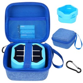 MGZNMTY Travel Storage Case and Silicone Cover Compatible with Giiker Tic Tac Toe Bolt Electronic Game, 3-in-1 Handheld Puzzle Game Console Toys Skin for Kids (Blue)