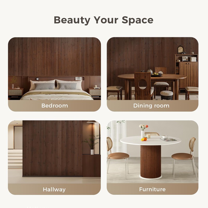 2-Pack Natural Bamboo Wall Panel, 96’’x48’', Coffee