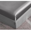 DuShow Satin Fitted Sheet King Dark Grey,Silky Deep Pocket Satin
